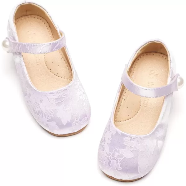 THEE BRON Toddler Little Girl Shoes Flower Mary Jane Flats Zapatos de Vestir de NiasAf460purple