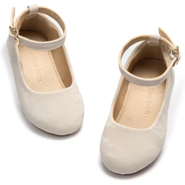 THEE BRON Toddler Little Girl Shoes Flower Mary Jane Flats Zapatos de Vestir de NiasAf466apricot