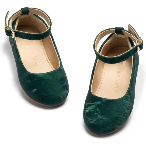 THEE BRON Toddler Little Girl Shoes Flower Mary Jane Flats Zapatos de Vestir de NiasAf466green