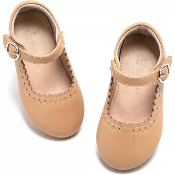 THEE BRON Toddler Little Girl Shoes Flower Mary Jane Flats Zapatos de Vestir de NiasAg211brown