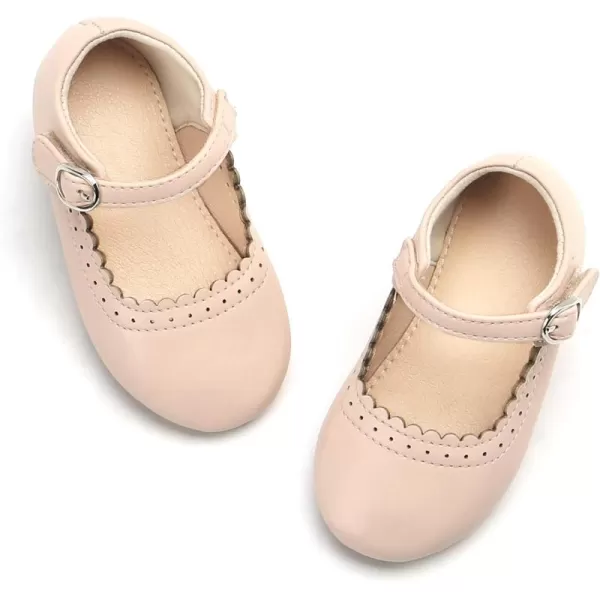 THEE BRON Toddler Little Girl Shoes Flower Mary Jane Flats Zapatos de Vestir de NiasAg211nude