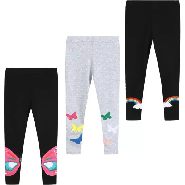 THEE BRON ToddlerLittle Girls Basic Cotton Ankle Leggings Pants06butterflyButterflyRainbow