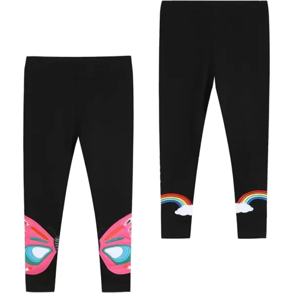 THEE BRON ToddlerLittle Girls Basic Cotton Ankle Leggings Pants07butterflyRainbow