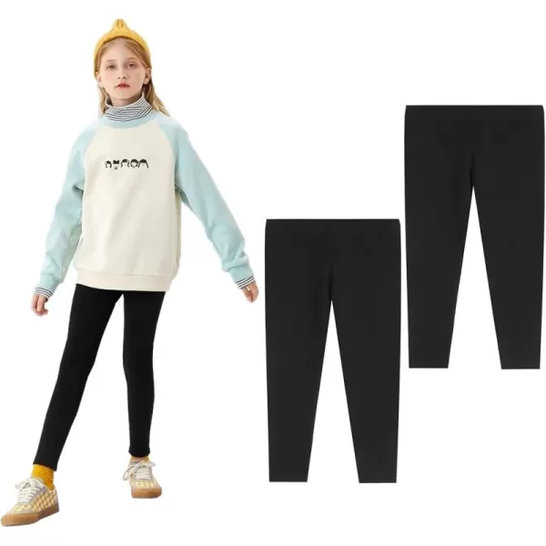 THEE BRON ToddlerLittle Girls Basic Cotton Ankle Leggings Pants2pkblack