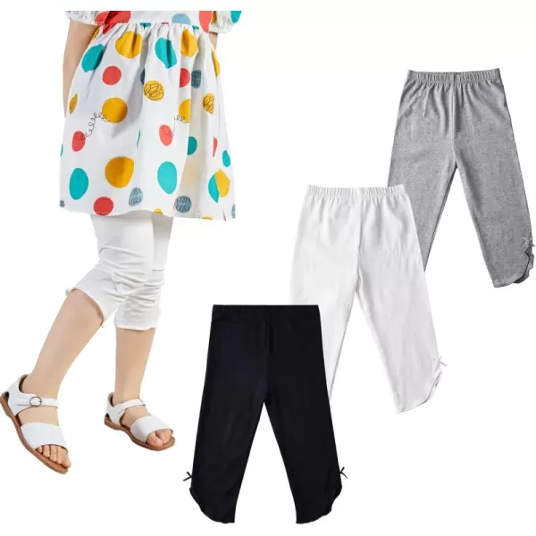 THEE BRON ToddlerLittle Girls Capri Basic Soild Leggings Kids Summer PantsBlackWhiteGrey