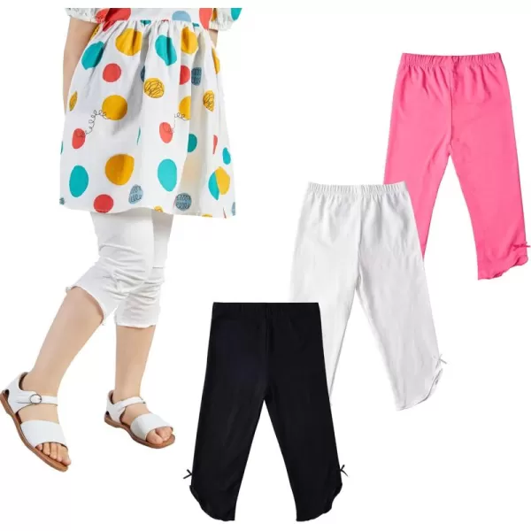 THEE BRON ToddlerLittle Girls Capri Basic Soild Leggings Kids Summer PantsBlackWhiteRose