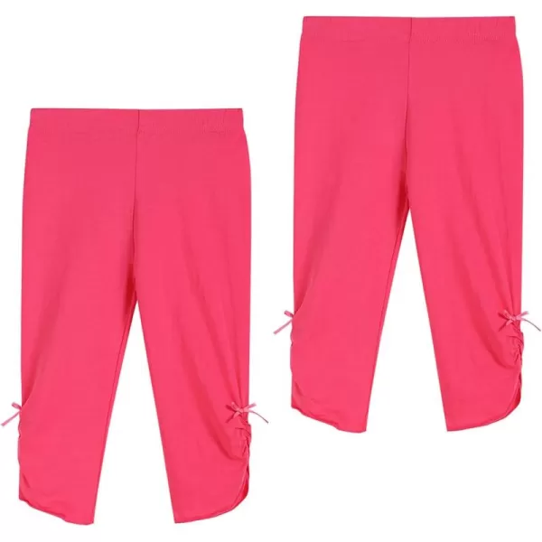 THEE BRON ToddlerLittle Girls Capri Basic Soild Leggings Kids Summer PantsC2 Pack Pink