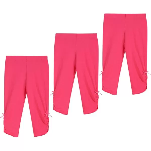 THEE BRON ToddlerLittle Girls Capri Basic Soild Leggings Kids Summer PantsC3 Pack Pink