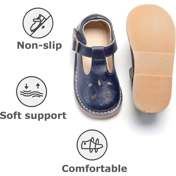THEE BRON Girls Mary Jane Flats Toddler Kids School Uniform Party Dress ShoesA68dark Blue