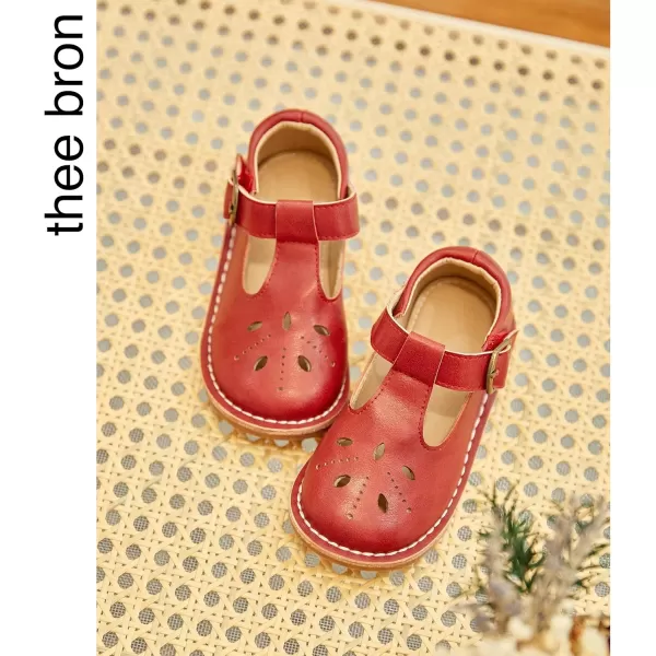 THEE BRON Girls Mary Jane Flats Toddler Kids School Uniform Party Dress ShoesA68red