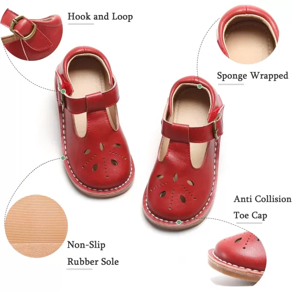 THEE BRON Girls Mary Jane Flats Toddler Kids School Uniform Party Dress ShoesA68red