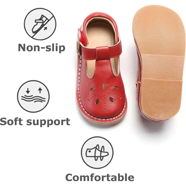 THEE BRON Girls Mary Jane Flats Toddler Kids School Uniform Party Dress ShoesA68red