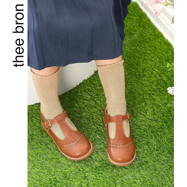 THEE BRON Girls Mary Jane Flats Toddler Kids School Uniform Party Dress ShoesA72brown