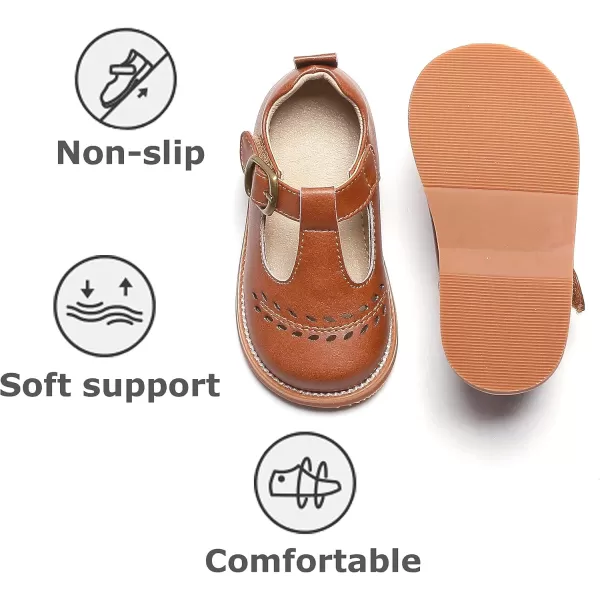 THEE BRON Girls Mary Jane Flats Toddler Kids School Uniform Party Dress ShoesA72brown
