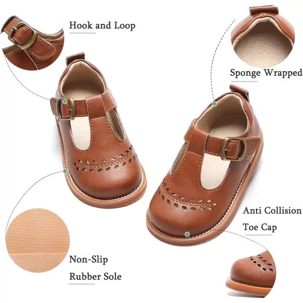 THEE BRON Girls Mary Jane Flats Toddler Kids School Uniform Party Dress ShoesA72brown
