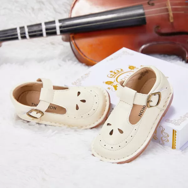 THEE BRON Girls Mary Jane Flats Toddler Kids School Uniform Party Dress ShoesA76beige
