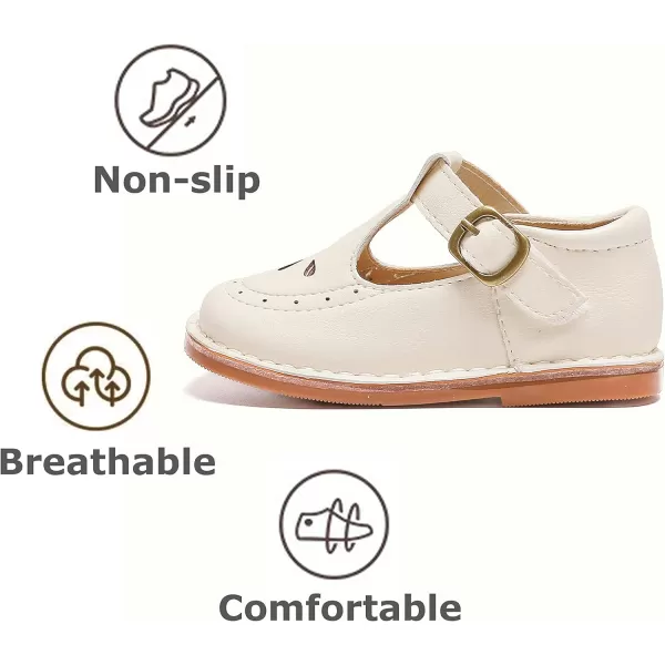 THEE BRON Girls Mary Jane Flats Toddler Kids School Uniform Party Dress ShoesA76beige
