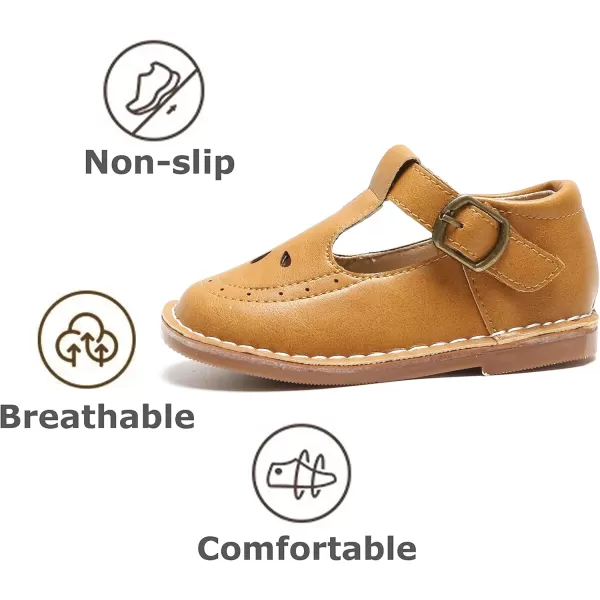 THEE BRON Girls Mary Jane Flats Toddler Kids School Uniform Party Dress ShoesA76brown