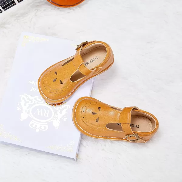 THEE BRON Girls Mary Jane Flats Toddler Kids School Uniform Party Dress ShoesA76brown