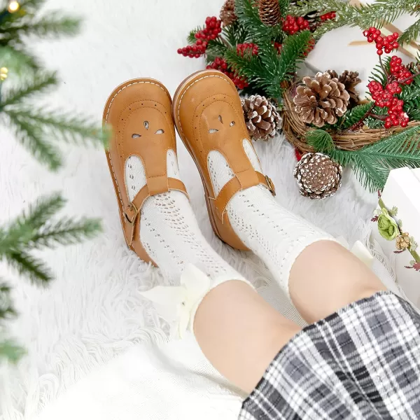 THEE BRON Girls Mary Jane Flats Toddler Kids School Uniform Party Dress ShoesA76brown