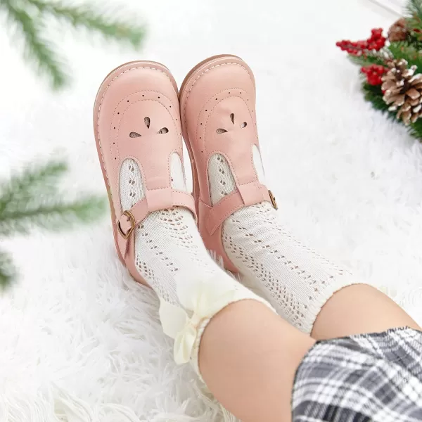 THEE BRON Girls Mary Jane Flats Toddler Kids School Uniform Party Dress ShoesA76pink