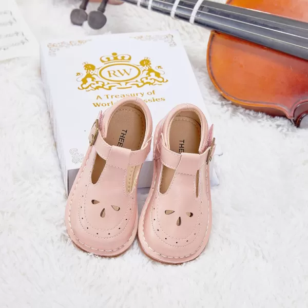 THEE BRON Girls Mary Jane Flats Toddler Kids School Uniform Party Dress ShoesA76pink