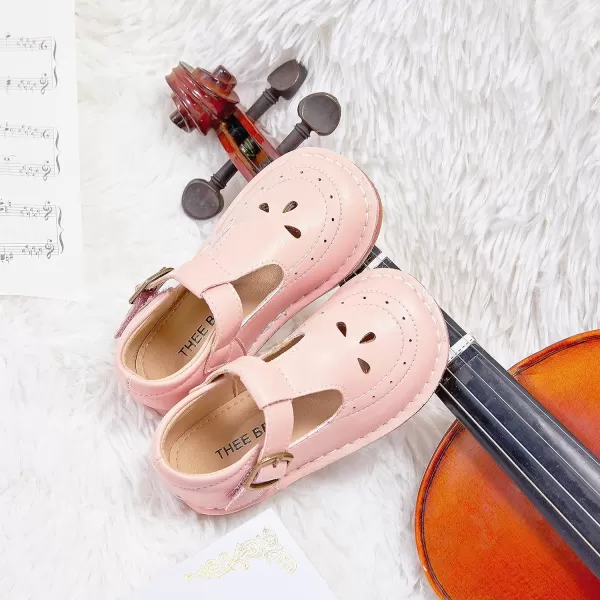 THEE BRON Girls Mary Jane Flats Toddler Kids School Uniform Party Dress ShoesA76pink
