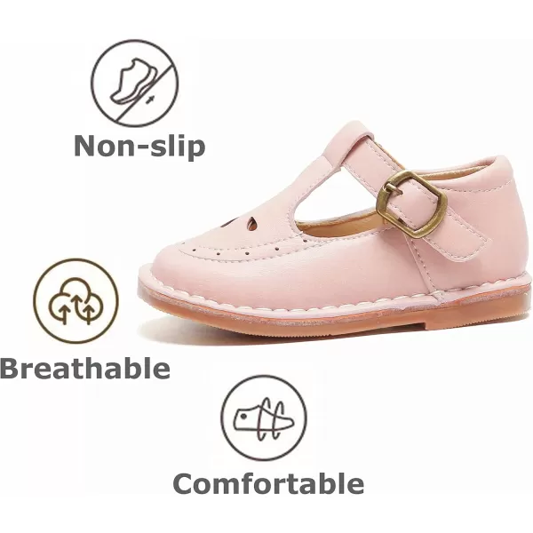 THEE BRON Girls Mary Jane Flats Toddler Kids School Uniform Party Dress ShoesA76pink