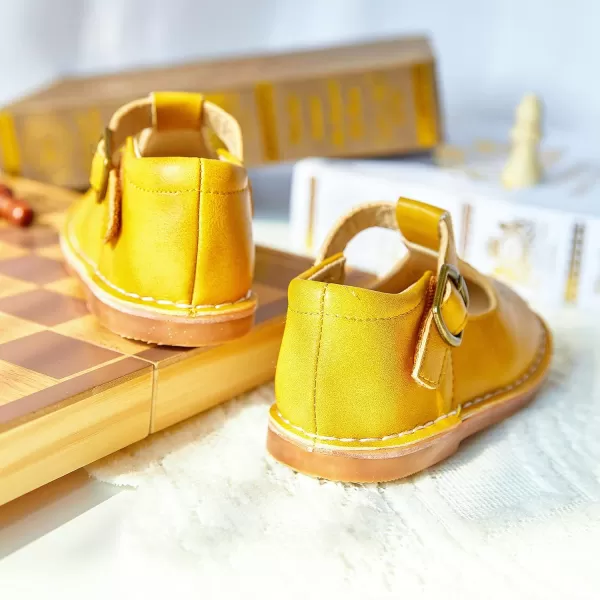 THEE BRON Girls Mary Jane Flats Toddler Kids School Uniform Party Dress ShoesA78yellow