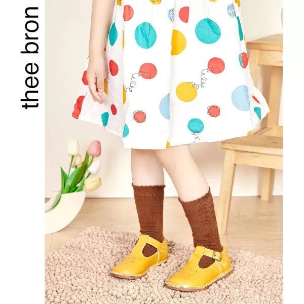 THEE BRON Girls Mary Jane Flats Toddler Kids School Uniform Party Dress ShoesA78yellow