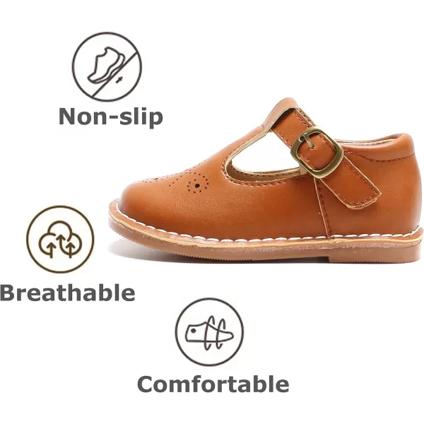 THEE BRON Girls Mary Jane Flats Toddler Kids School Uniform Party Dress ShoesA80brown