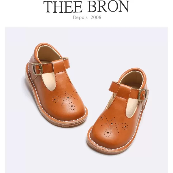 THEE BRON Girls Mary Jane Flats Toddler Kids School Uniform Party Dress ShoesA80brown
