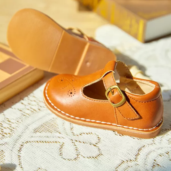 THEE BRON Girls Mary Jane Flats Toddler Kids School Uniform Party Dress ShoesA80brown