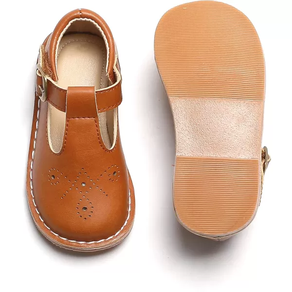 THEE BRON Girls Mary Jane Flats Toddler Kids School Uniform Party Dress ShoesA80brown