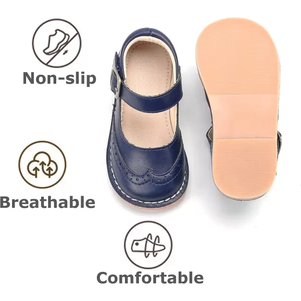 THEE BRON Girls Mary Jane Flats Toddler Kids School Uniform Party Dress ShoesA82blue
