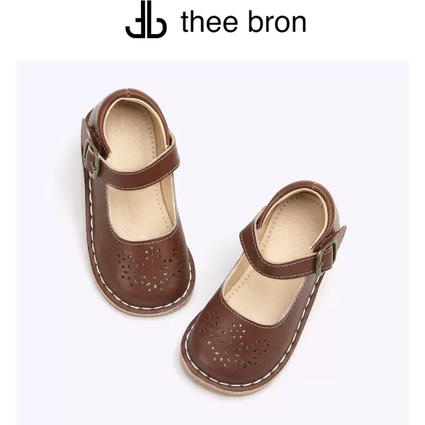 THEE BRON Girls Mary Jane Flats Toddler Kids School Uniform Party Dress ShoesAg219brown