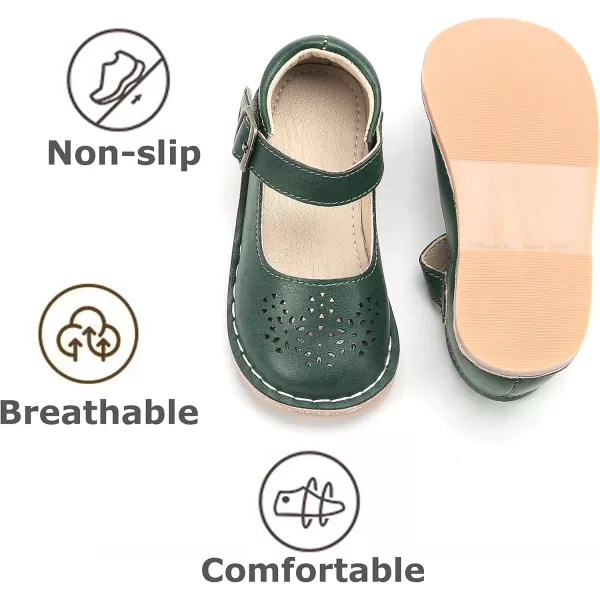 THEE BRON Girls Mary Jane Flats Toddler Kids School Uniform Party Dress ShoesAg219green
