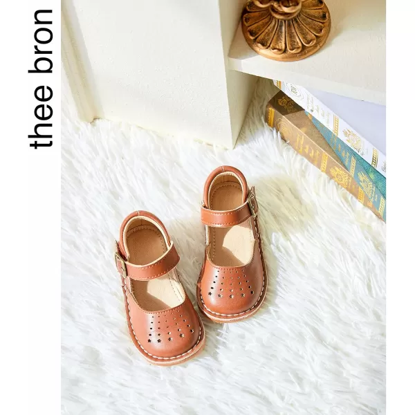 THEE BRON Girls Mary Jane Flats Toddler Kids School Uniform Party Dress ShoesAg221brown