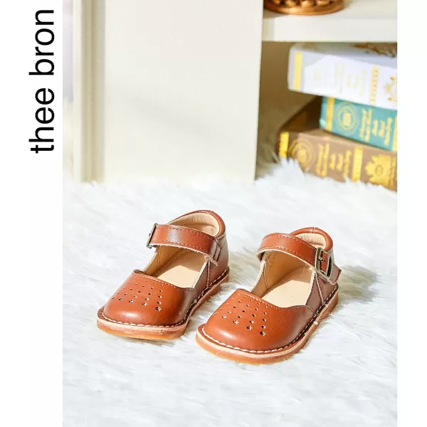 THEE BRON Girls Mary Jane Flats Toddler Kids School Uniform Party Dress ShoesAg221brown