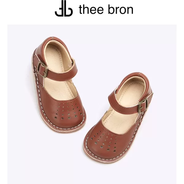THEE BRON Girls Mary Jane Flats Toddler Kids School Uniform Party Dress ShoesAg221brown