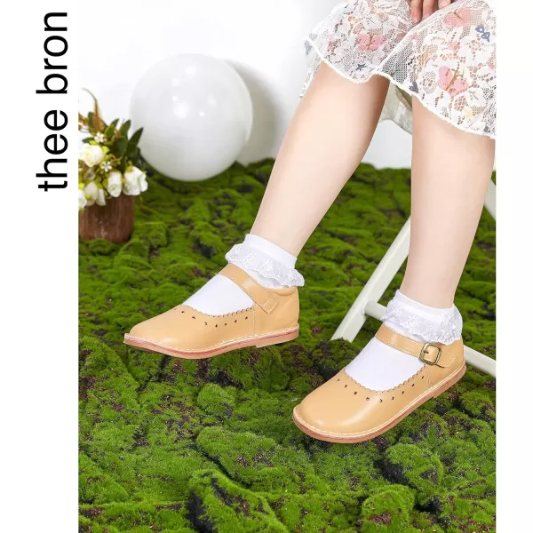 THEE BRON Girls Mary Jane Flats Toddler Kids School Uniform Party Dress ShoesAg223nude