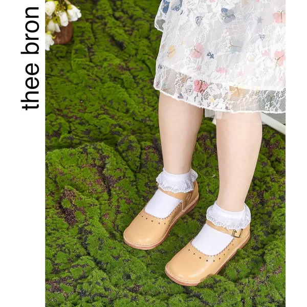 THEE BRON Girls Mary Jane Flats Toddler Kids School Uniform Party Dress ShoesAg223nude