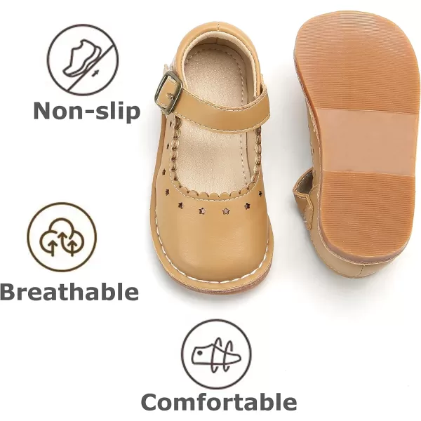 THEE BRON Girls Mary Jane Flats Toddler Kids School Uniform Party Dress ShoesAg223nude