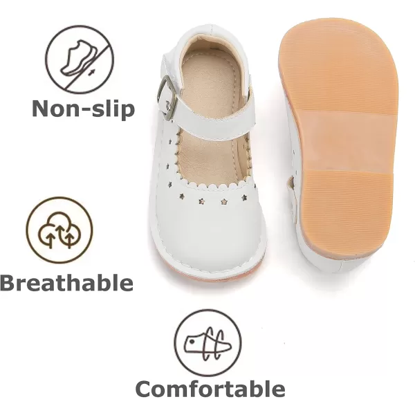 THEE BRON Girls Mary Jane Flats Toddler Kids School Uniform Party Dress ShoesAg223white