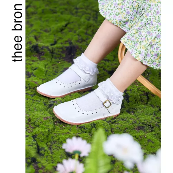 THEE BRON Girls Mary Jane Flats Toddler Kids School Uniform Party Dress ShoesAg223white