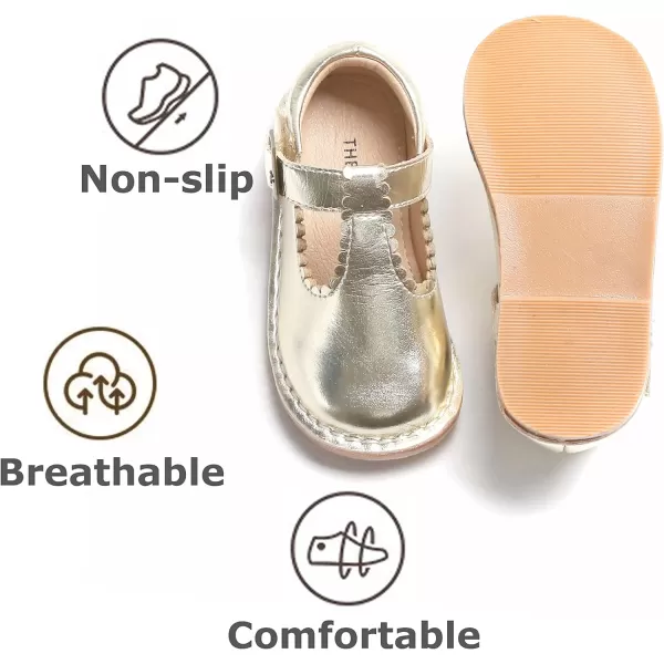 THEE BRON Girls Mary Jane Flats Toddler Kids School Uniform Party Dress ShoesAg228gold