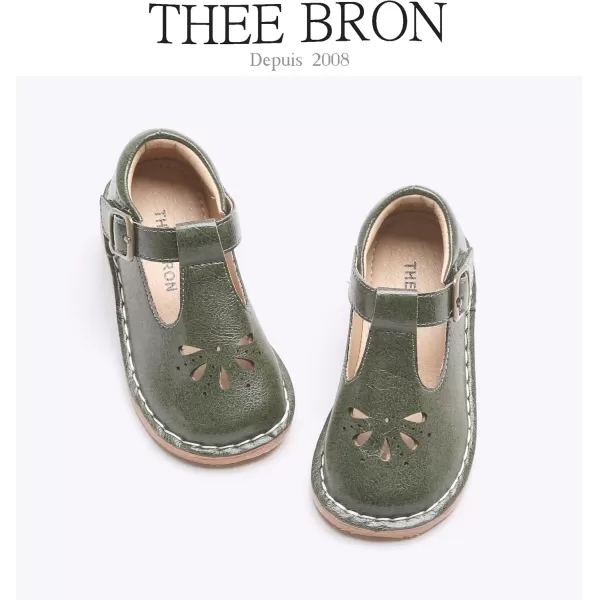 THEE BRON Girls Mary Jane Flats Toddler Kids School Uniform Party Dress ShoesAg230green