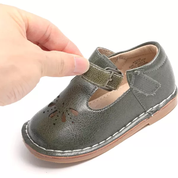 THEE BRON Girls Mary Jane Flats Toddler Kids School Uniform Party Dress ShoesAg230green