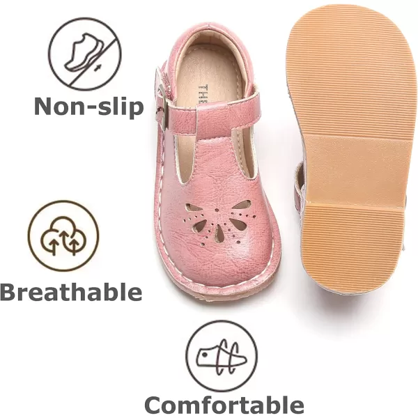 THEE BRON Girls Mary Jane Flats Toddler Kids School Uniform Party Dress ShoesAg230pink