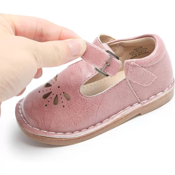 THEE BRON Girls Mary Jane Flats Toddler Kids School Uniform Party Dress ShoesAg230pink